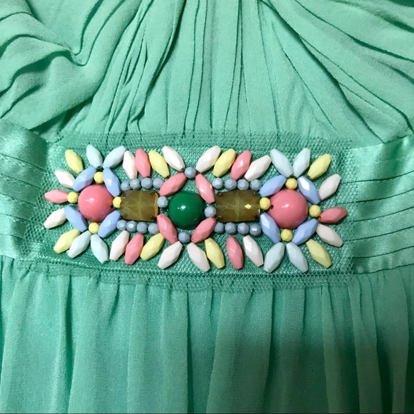 BCBG maxazria 100% silk mini strapless dress in sage mint green - Picture 6 of 10